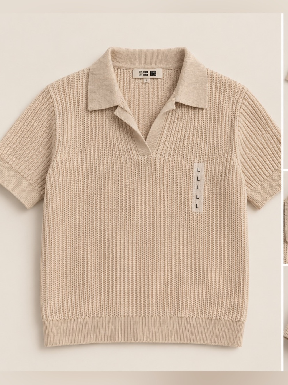Women’s Cream Knit Polo Sweater